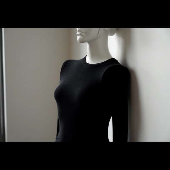 ATM Anthony Thomas Melillo Ribbed Knit Midi Sweater Dress - Black - XS - Picture 6 of 8